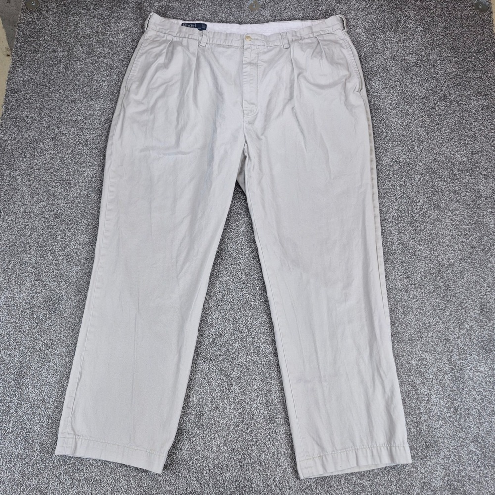 Polo Ralph Lauren Andrew Pant‎ Mens 40x32 (38x29) Beige Pleated Chino Cotton